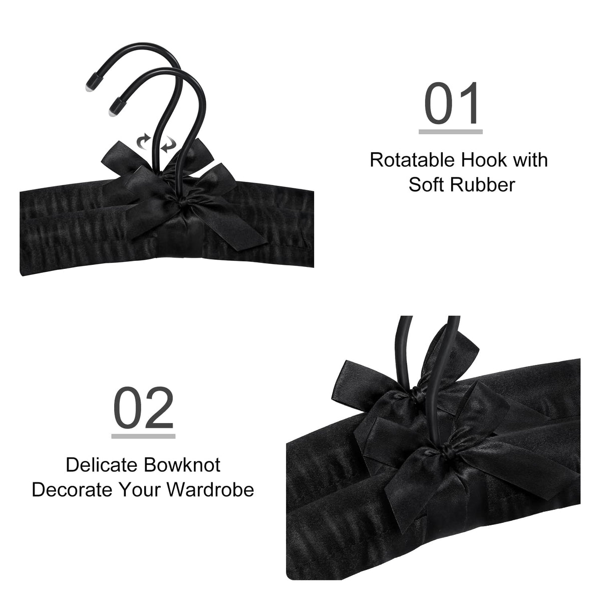 TOPIA HANGER foam-padded design prevents shoulder bumps on sweaters and dresses.