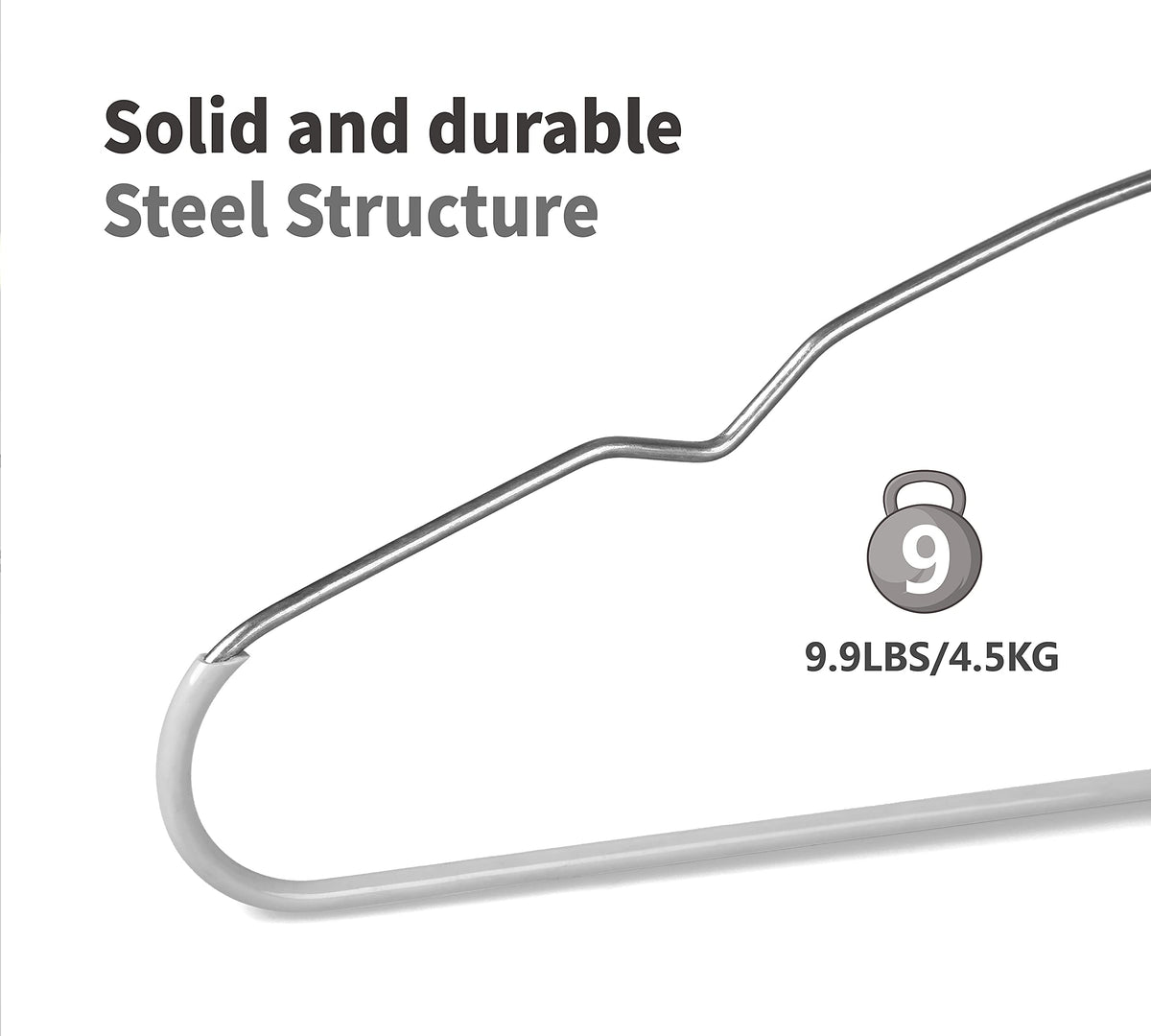 TOPIA HANGER heavy-duty stainless steel construction resists deformation.