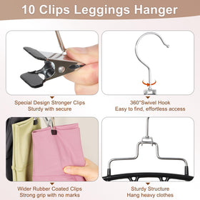 TOPIA HANGER close-up of leggings hangers showing clip protection