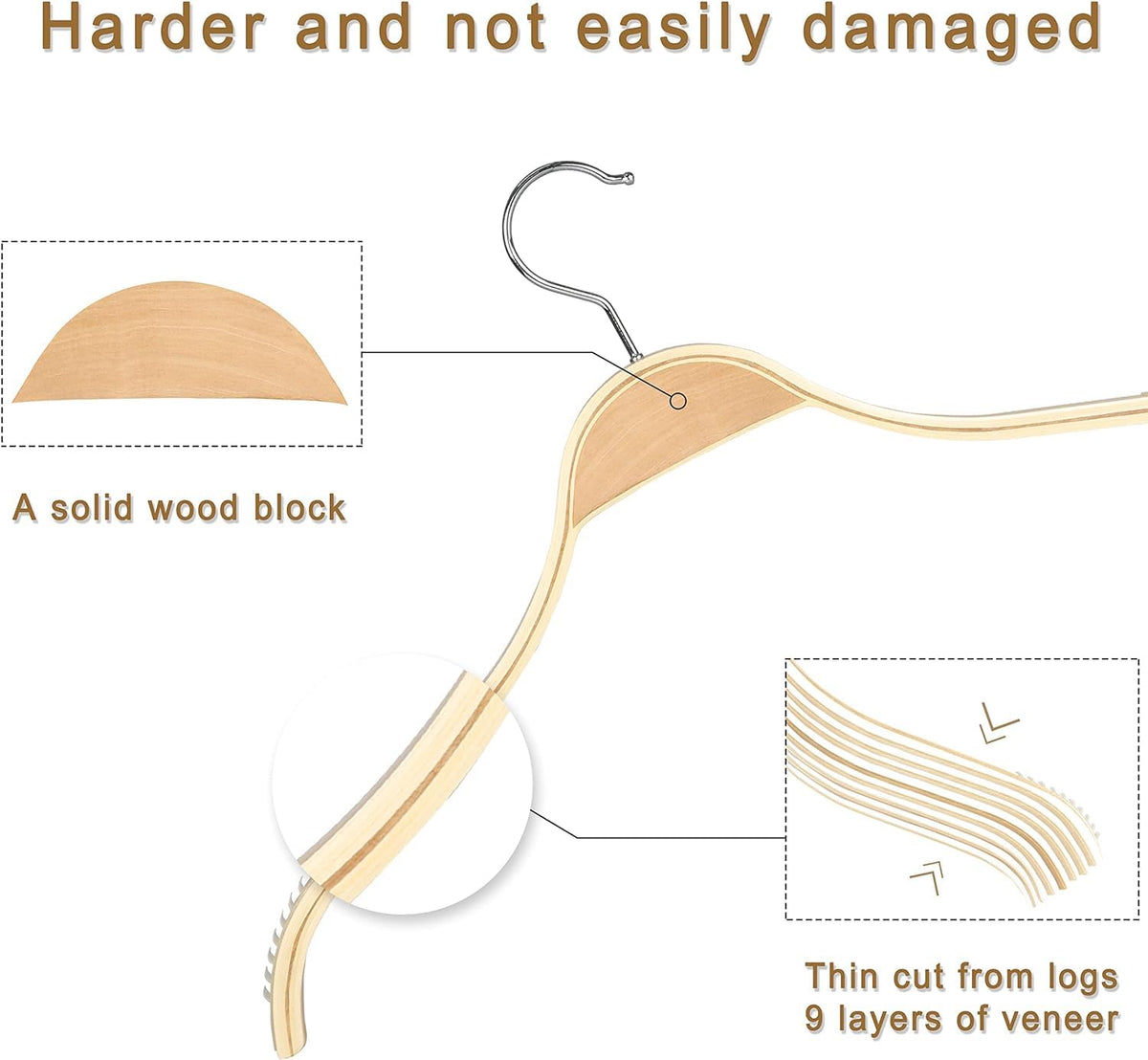 TOPIA HANGER lightweight yet durable veneer construction reduces wood use.