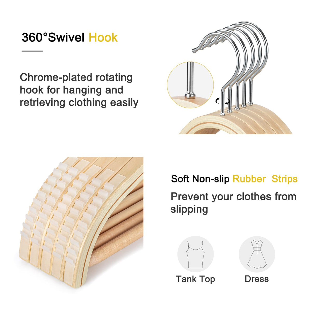 TOPIA HANGER lightweight wooden design supports garments without bulk