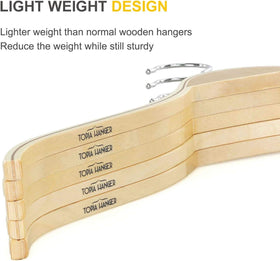 TOPIA HANGER design prevents shoulder bumps on sweaters and coats.