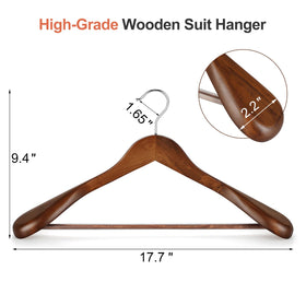 TOPIA HANGER non-slip bar wooden hanger keeps pants neatly in place.