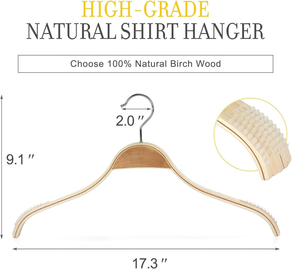 TOPIA HANGER hangers with non-slip rubber on shoulders prevent slips for dresses and sweaters.