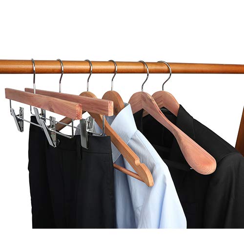 TOPIA HANGER four-pack of natural cedar hangers for organized closets.