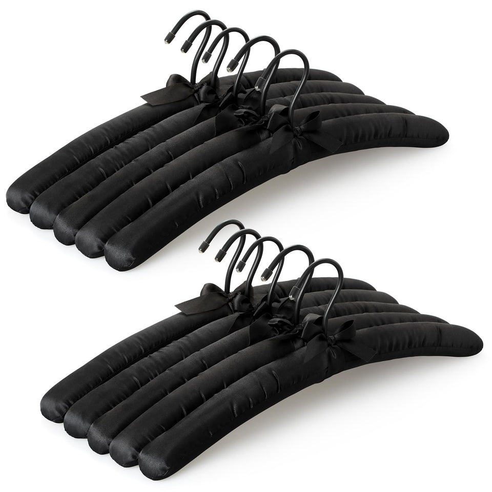TOPIA HANGER padded hanger with 17-inch satin fabric protects shoulders.
