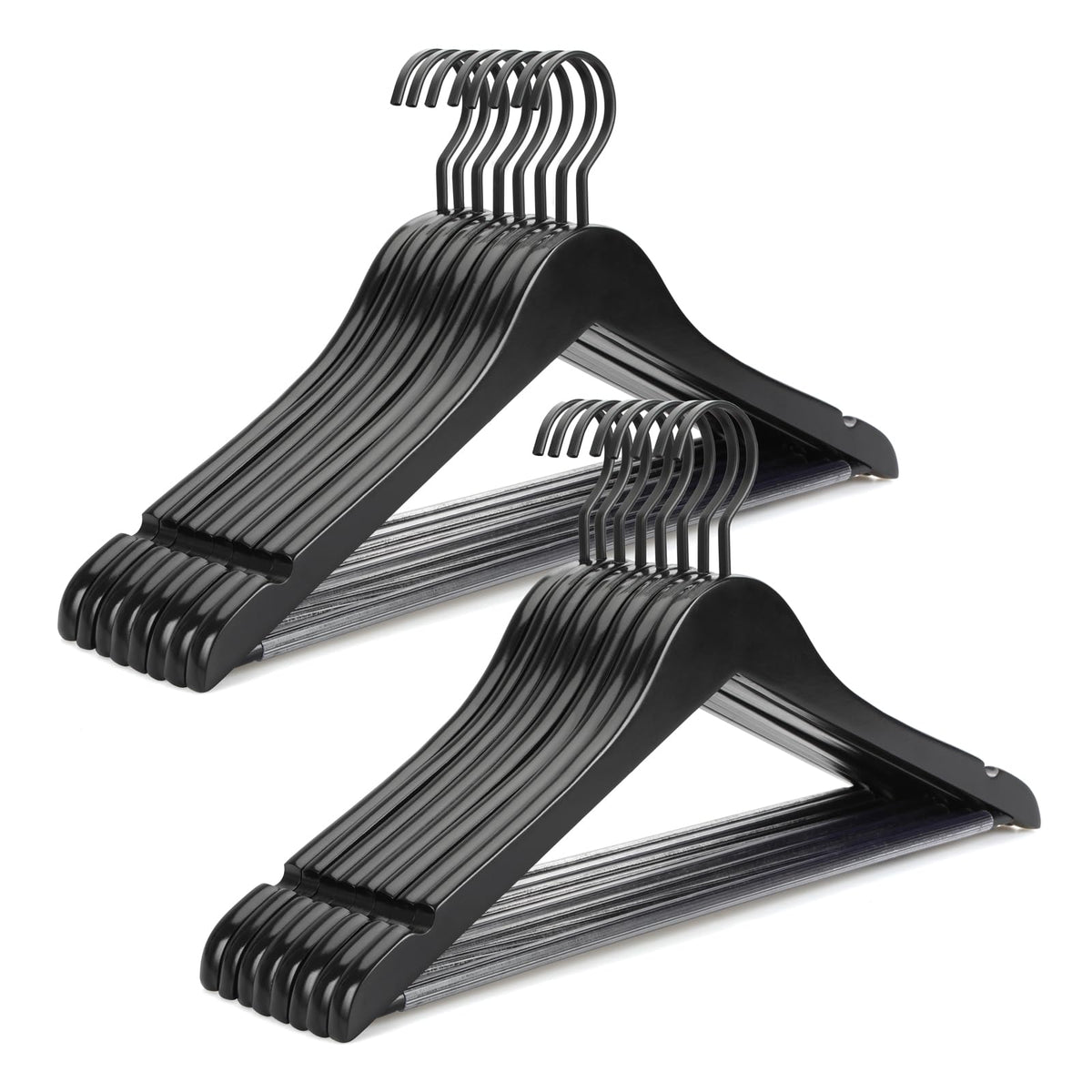 TOPIA HANGER premium wooden hangers in package, providing sturdy organization for coats and garments.