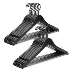 TOPIA HANGER premium wooden hangers in package, providing sturdy organization for coats and garments.