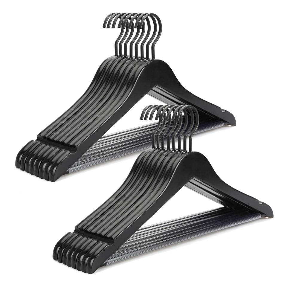 TOPIA HANGER premium wooden hangers in package, providing sturdy organization for coats and garments.