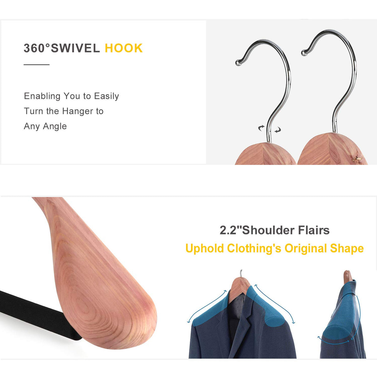 TOPIA HANGER sanded, polished surface protects fabrics from snags.