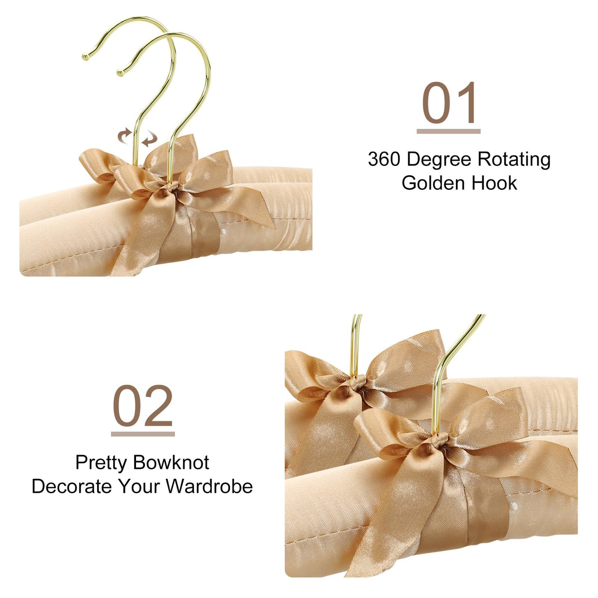 TOPIA HANGER satin covered hanger for delicate garments prevents scratches on straps.