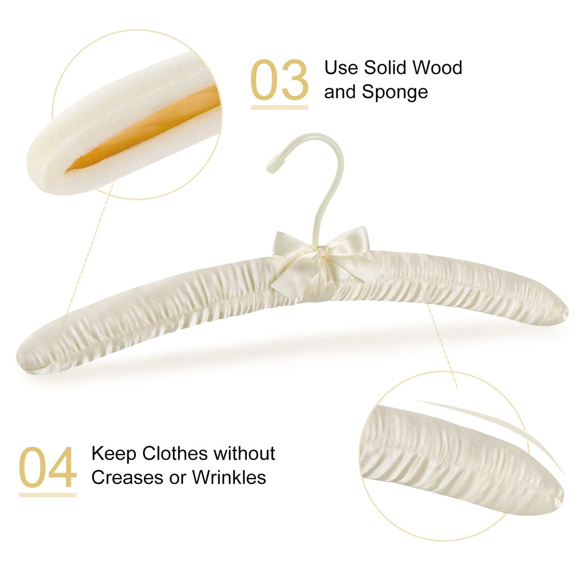 TOPIA HANGER satin fabric cover on padded hanger protects delicate fabrics