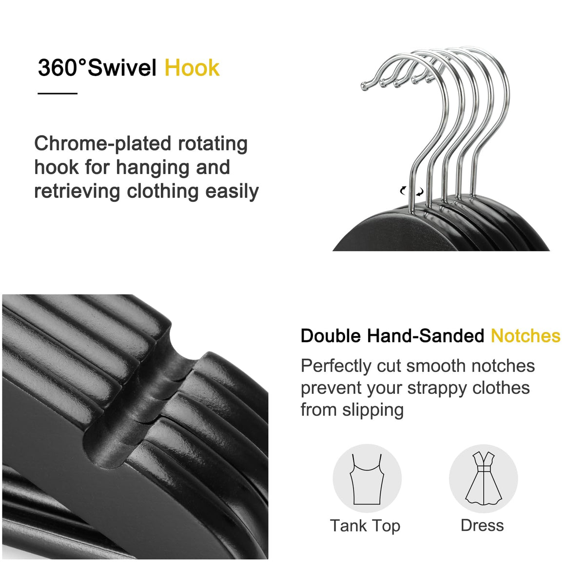 TOPIA HANGER shoulder contours preserve shirt shapes and reduce creasing.