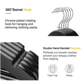 TOPIA HANGER shoulder contours preserve shirt shapes and reduce creasing.