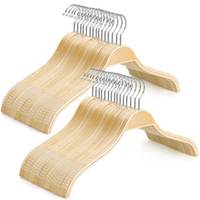 TOPIA HANGER Slim natural wood hangers for organized closet and space efficiency.
