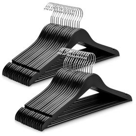 TOPIA HANGER solid wood hanger closeup shows durable maple construction for heavy garments.