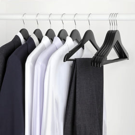 TOPIA HANGER compact 16.9-inch width fits standard wardrobes and coats.