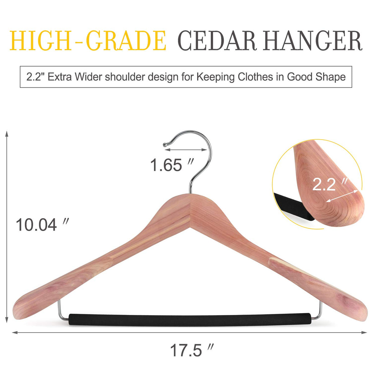 TOPIA HANGER wide shoulder design supports coats and suits.