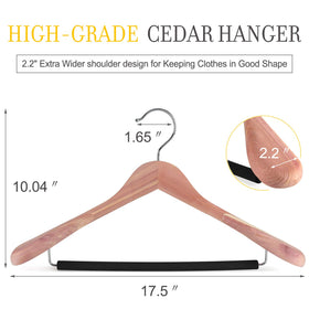 TOPIA HANGER wide shoulder design supports coats and suits.