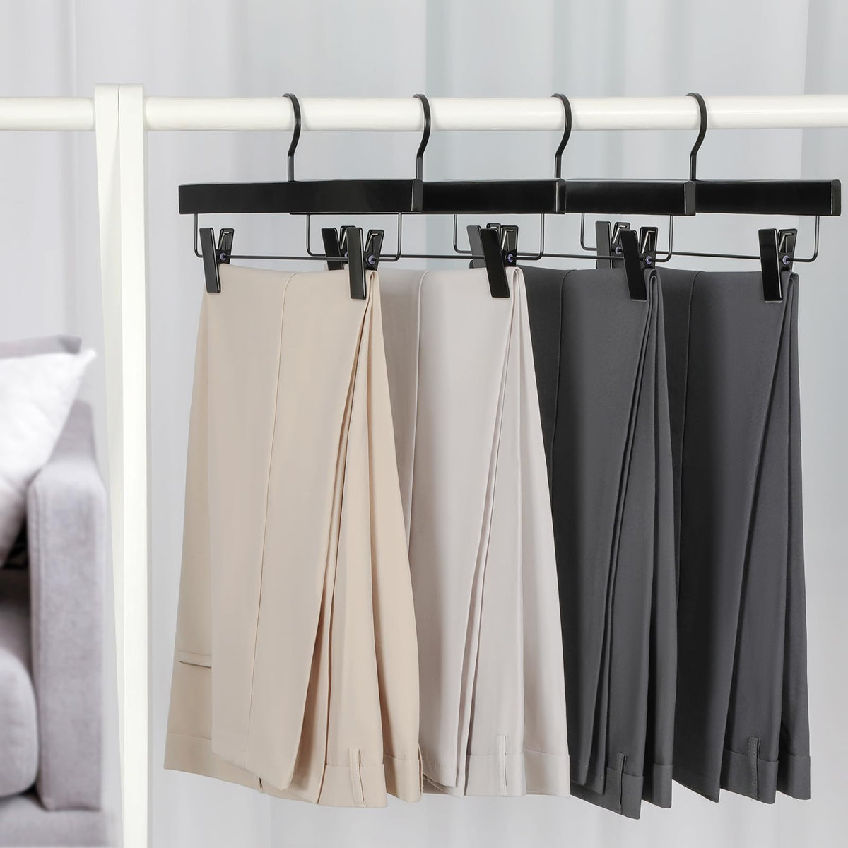 TOPIA HANGER wood skirt hangers with clips securing garments securely