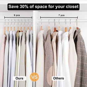 Topia Hanger wooden hanger finishes showcase natural wood in any closet.