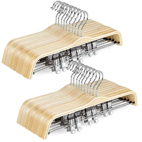 TOPIA HANGER wooden pants hangers with adjustable clips for secure garment grip