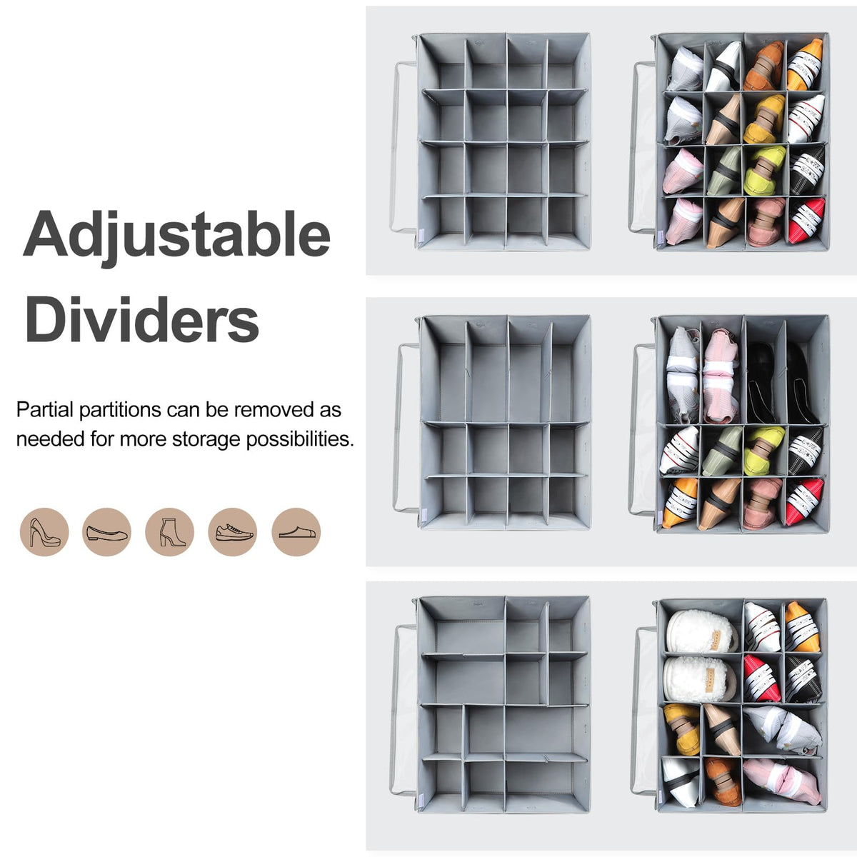 TOPIA HOME foldable shoe box with clear cover keeps shoes visible.