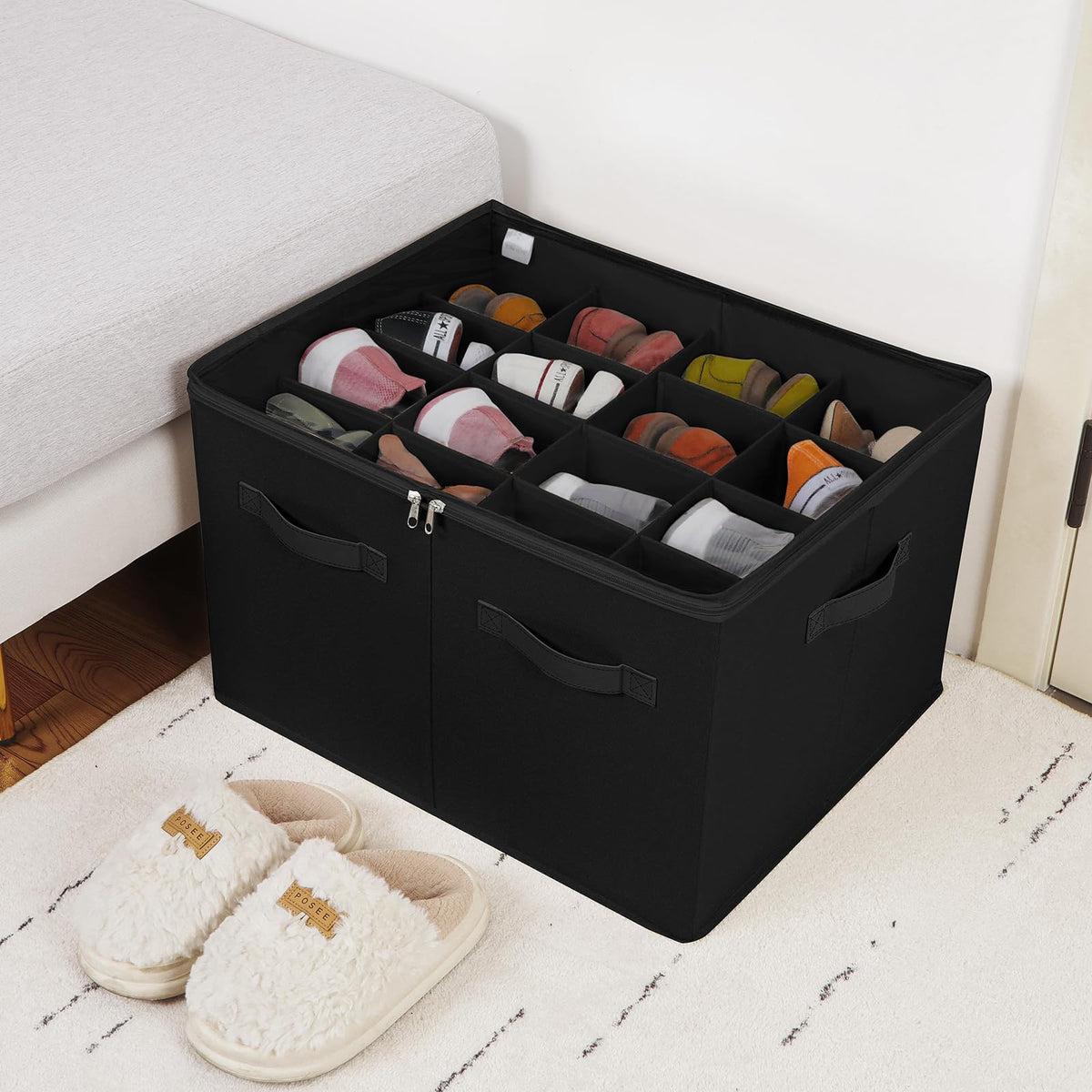 Topia Home reinforced handles allow easy removal from shelves.