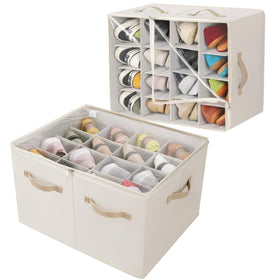 TOPIA HOME two-pack shoe organizer in a closet, space-saving storage for up to 32 pairs.