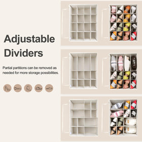 TOPIA HOME shoe organizer with adjustable dividers for flexible storage layouts.
