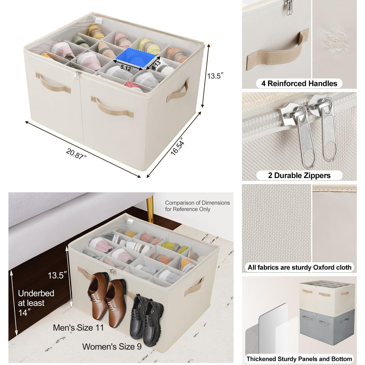 TOPIA HOME shoe organizer with clear lid showing contents and dust protection.