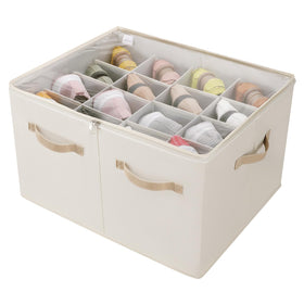TOPIA HOME beige foldable shoe organizer for closet space saving.