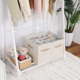 TOPIA HOME reinforced handles for easy removal from shelves.