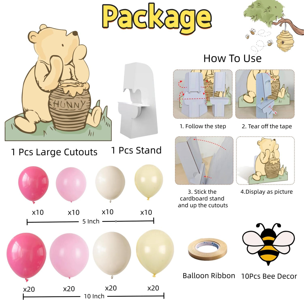 TopJianyu pink Winnie balloons arch offers a charming focal point for gender reveals.