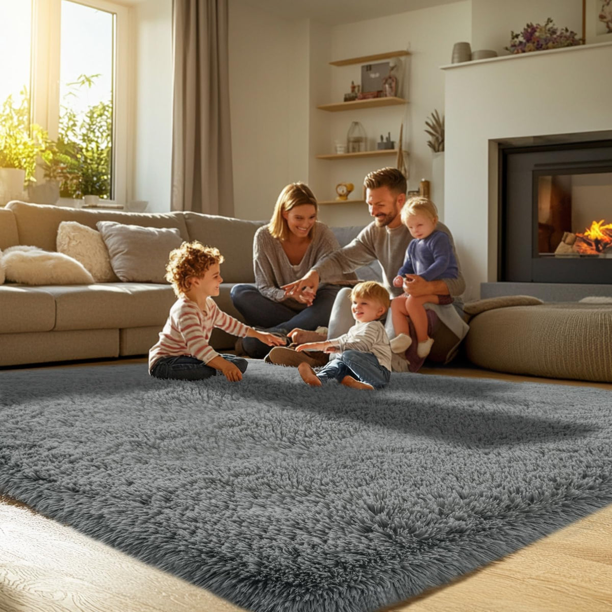 Topmaxcs fluffy rug in a bedroom setup for cozy relaxation and soft underfoot feel