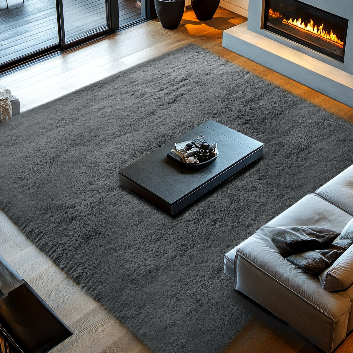 Topmaxcs fluffy rug in living room decor emphasizes warm ambience and practicality