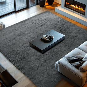 Topmaxcs fluffy rug in living room decor emphasizes warm ambience and practicality
