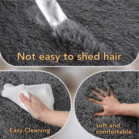 Topmaxcs fluffy rug non-slip back supports secure placement on smooth floors