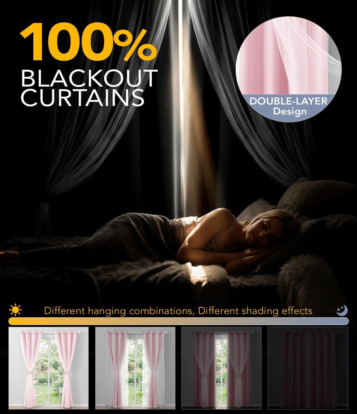 TopNaps pink sheer overlay close-up showing soft fabric and grommets for light control