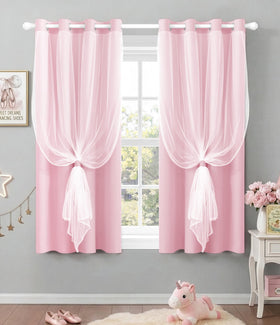TopNaps blackout curtains with sheer overlay in pink, layered light control for a bright or dark room