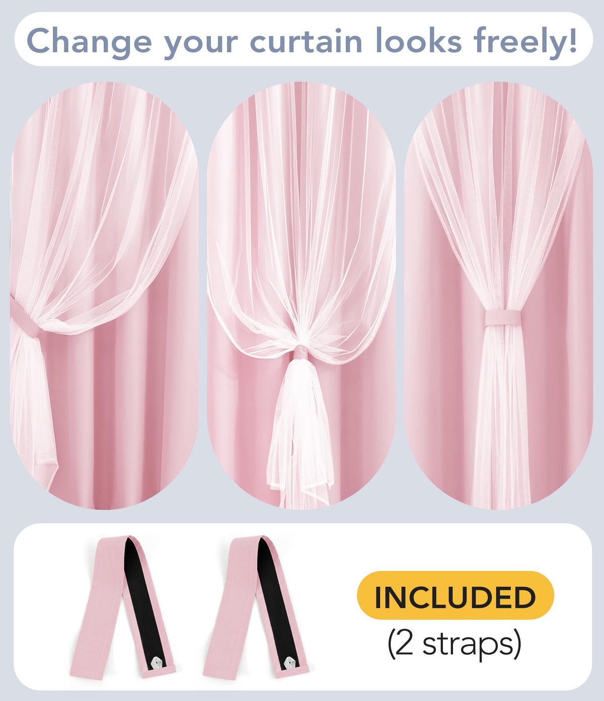 Two-panel TopNaps set with tiebacks shown on a window for versatile styling