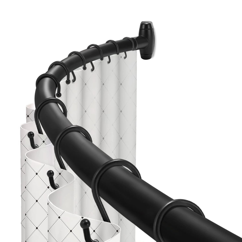 TOPROD curved shower rod black 48-72 inches extends shower space