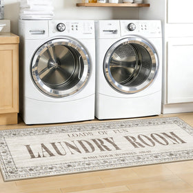 TOPRUUG 20x60 beige laundry rug provides stylish coverage with practical durability.