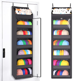 Toread 7-layer door-mounted hat organizer on a door holding hats.