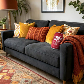 Torendi Dr Pepper Pillow adds lightweight décor that’s easy to move.