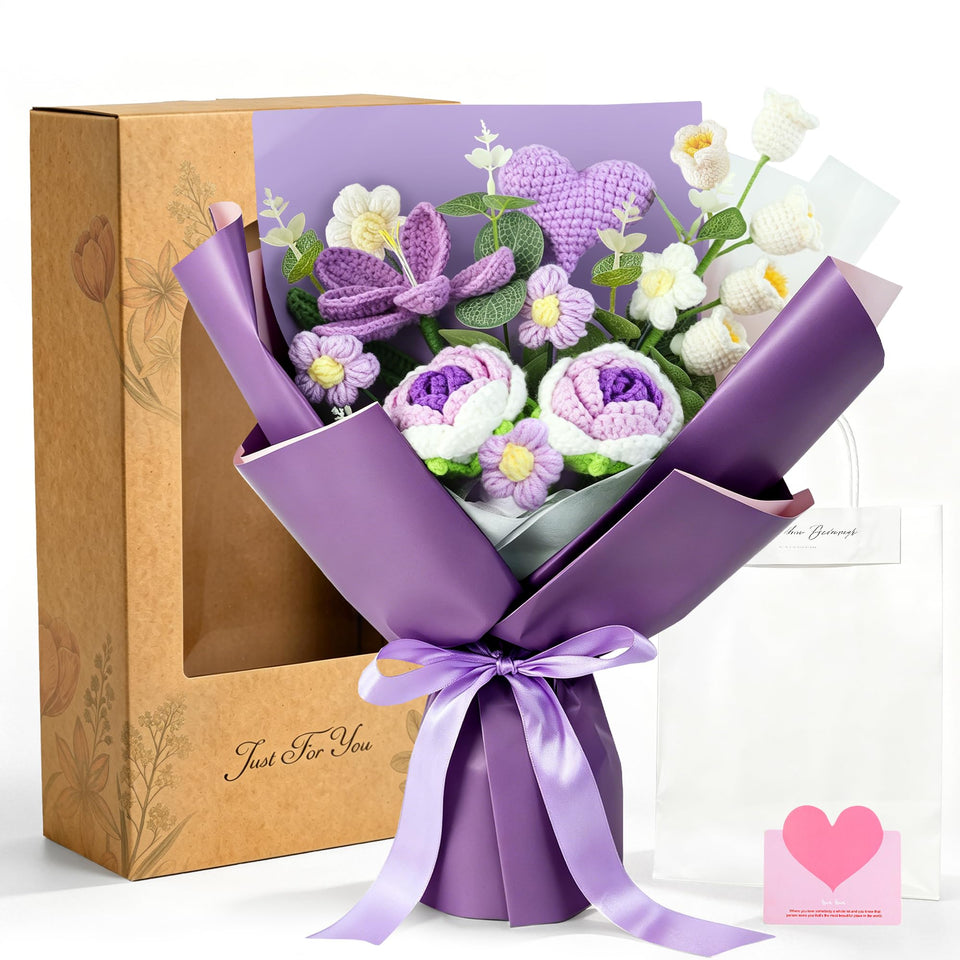 Torontokyo crochet bouquet open tulip for elegant gifting and home decor