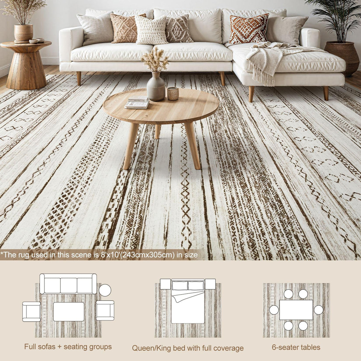 Tortania indoor area rug suitable for living rooms, dining areas, and bedrooms