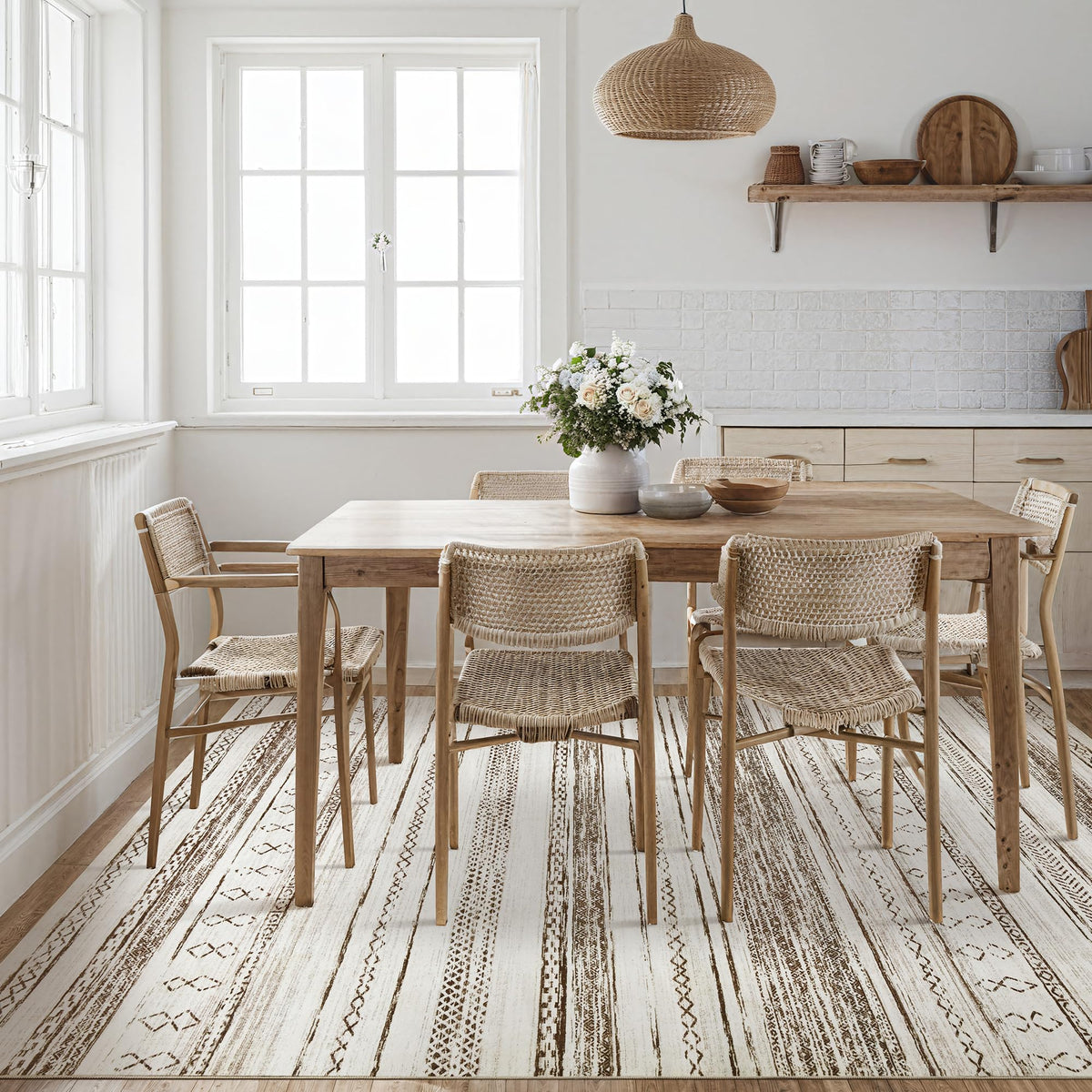 Tortania area rug with non-slip backing for stable placement on floors
