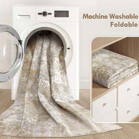 Tortania machine washable rug for quick, convenient cleaning.