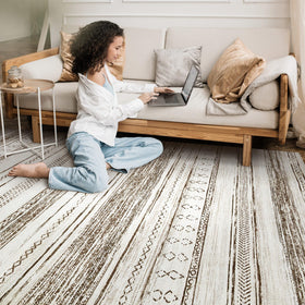 Tortania non-slip backing keeps the rug in place on floors.